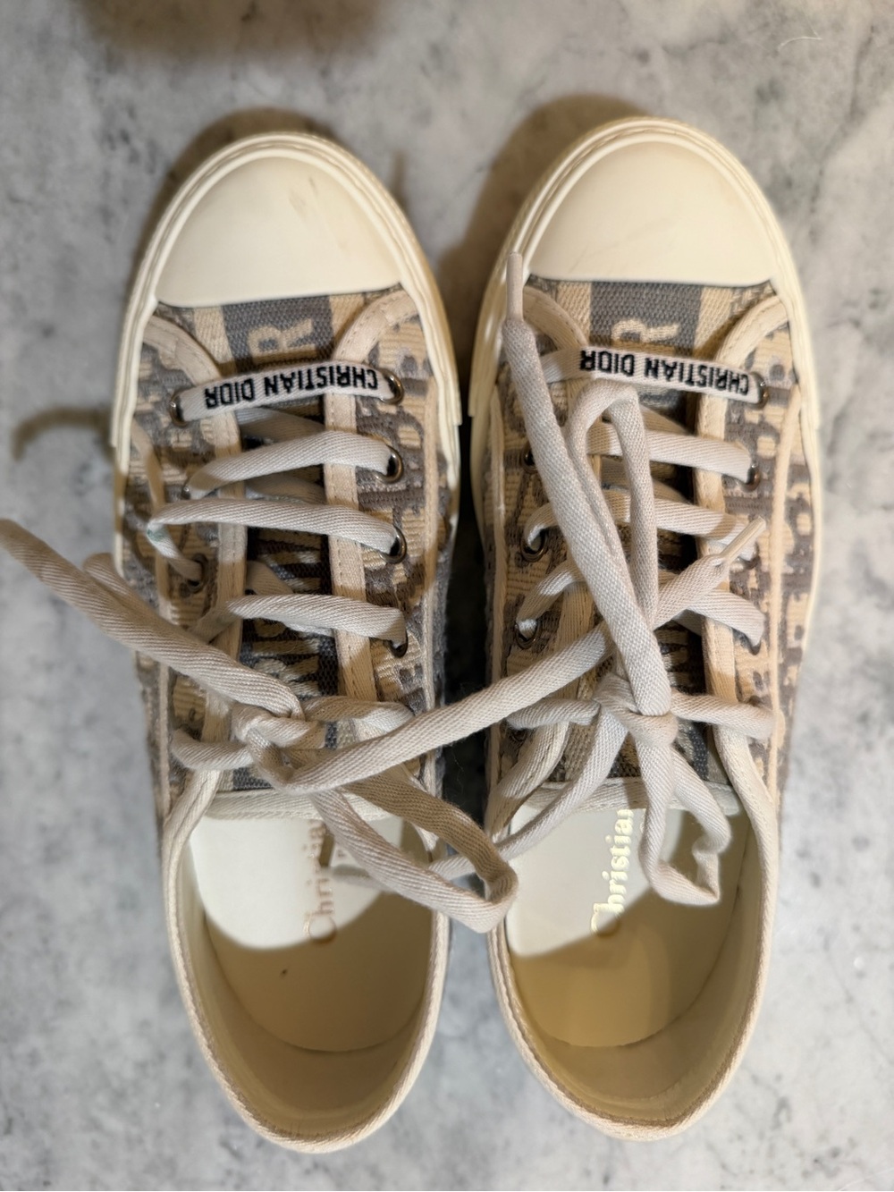 Dior “Walk ‘N’Dior” Beige and Gray Monogram Canvas Sneakers - Picture 5 of 11